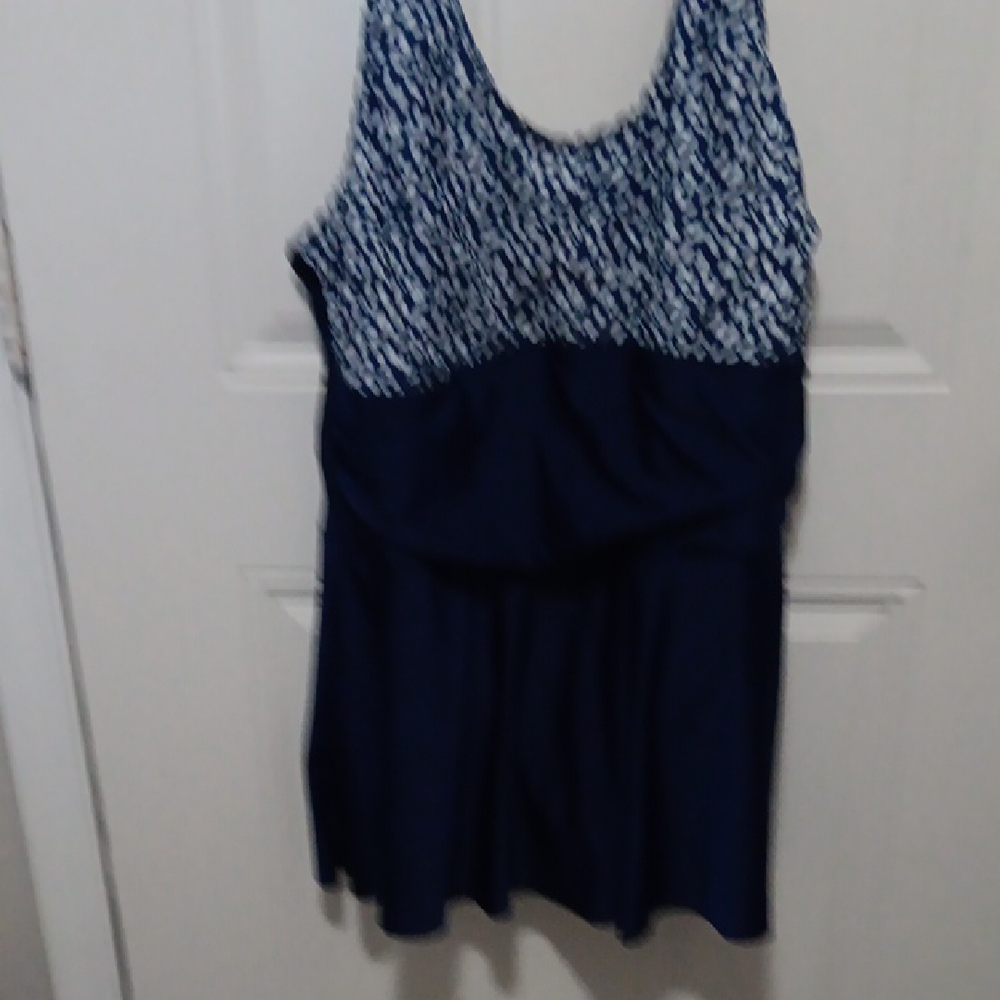 Blue and White One Pc Swimsuit
